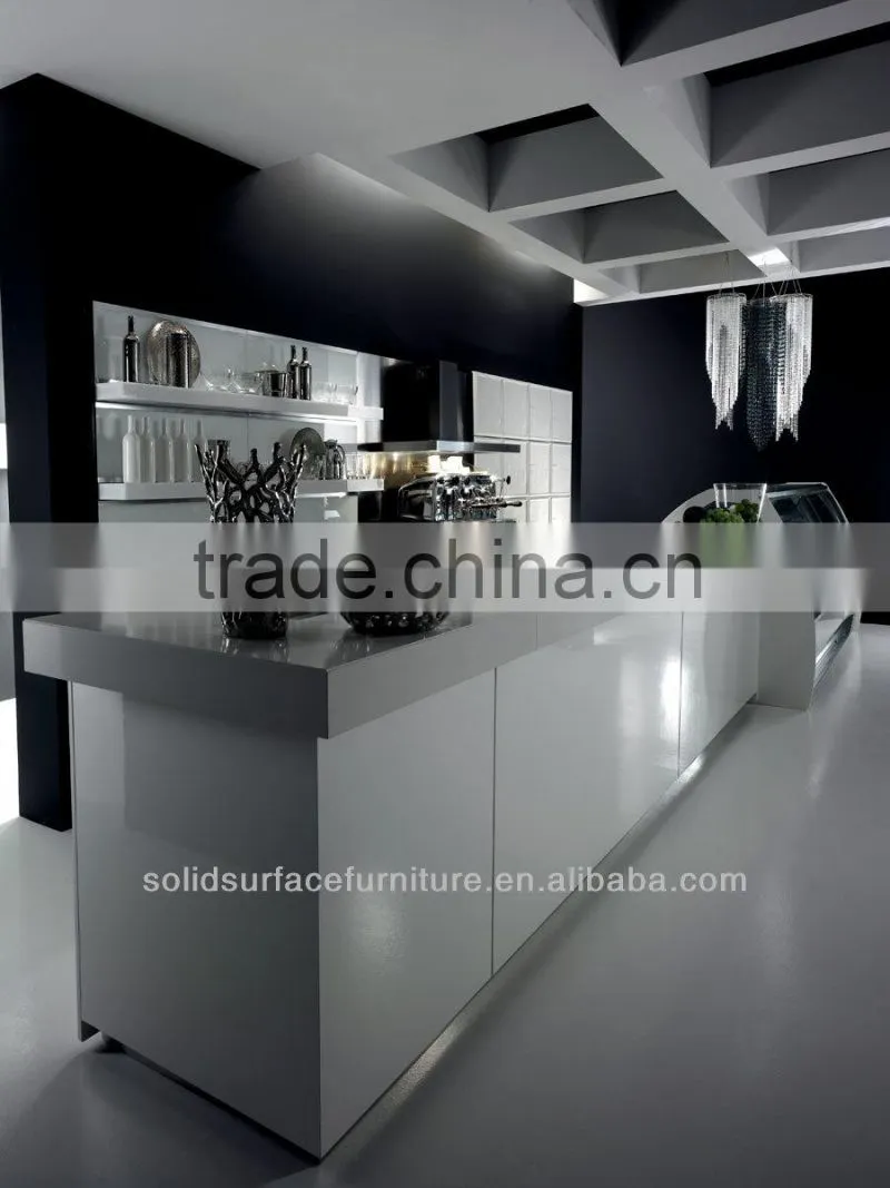 Pre-built L Shape Modern Commercial Solid Surface Coffee Bar Counter for Sale