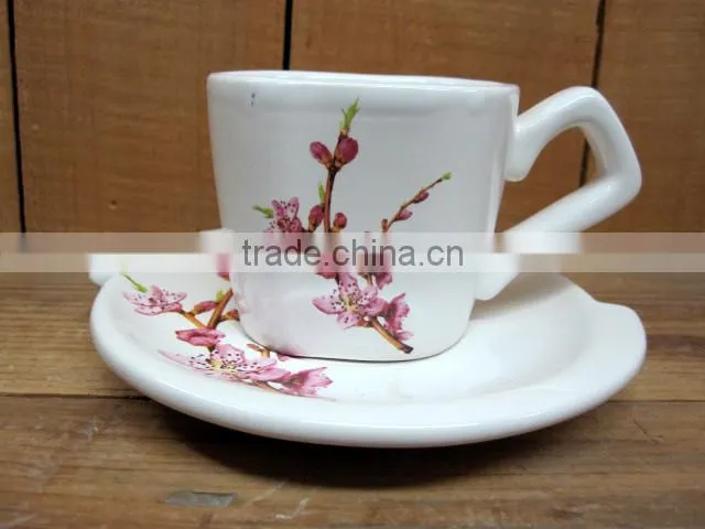 new decal 180ml ceramic coffee cup and saucer