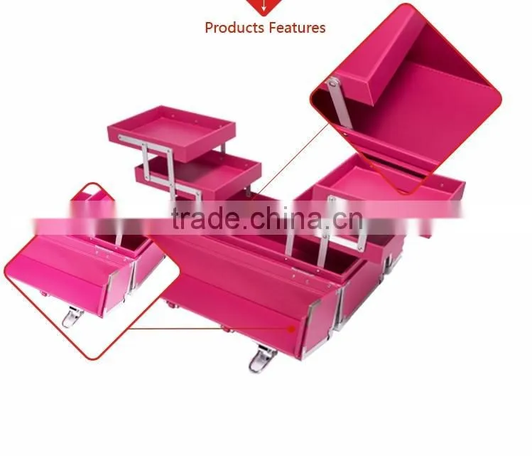 Lighted makeup case with drawers and makeup brush case