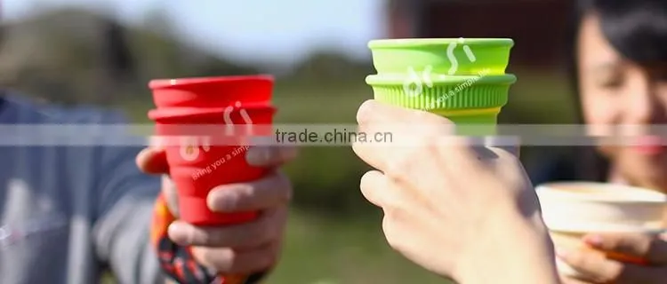 Folding Design Heat Resistant Food Grade Silicone Tea Cup For Office