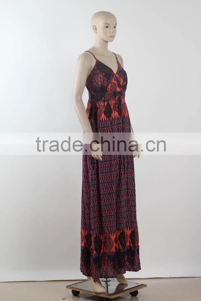 Wholesale Maxi Dress Sex 2016 New Fashion Design Printed Spaghetti Strap Maxi Dress