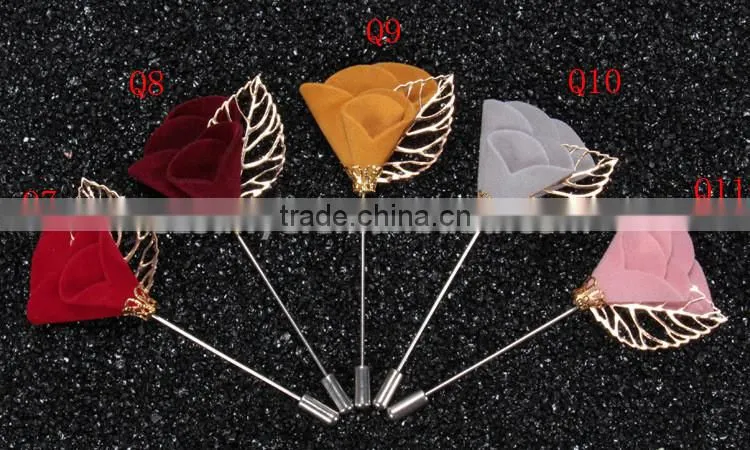 wedding fabric flower brooch beidge LAP062