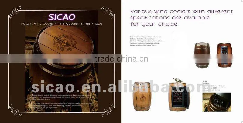 48L classic electrical original oak wooden barrel wine regrigerator for 18 bottle, decorative wood barrel alcohol fridge cooler
