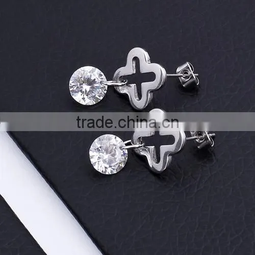 Fashion Big Crystal Stainless Steel Crystal Earring BE10161