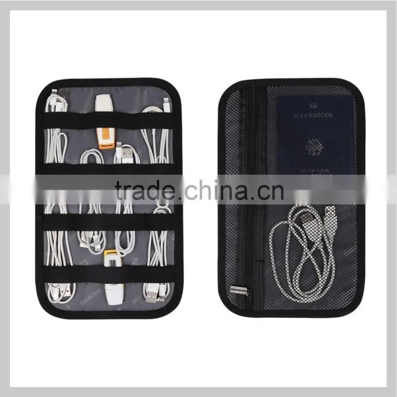 BUBM multifunctional elastic band grid storage cosmitic organizer hard drive cables usb flash drives travel case