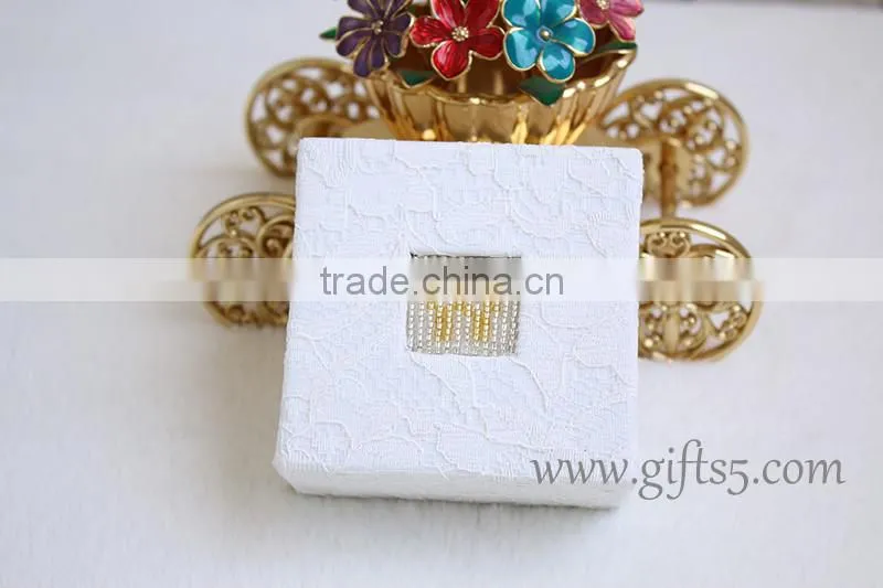 Unique creative ring boxes wedding ring bearer box with beaded name plate of W