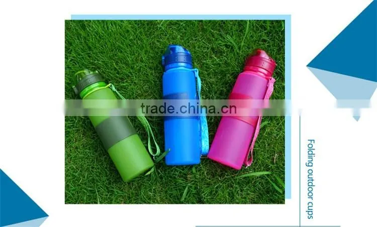 2016 Top Selling Items Outdoor Food Grade BPA Free Portable Flodable Silicone Collapsible water bottle