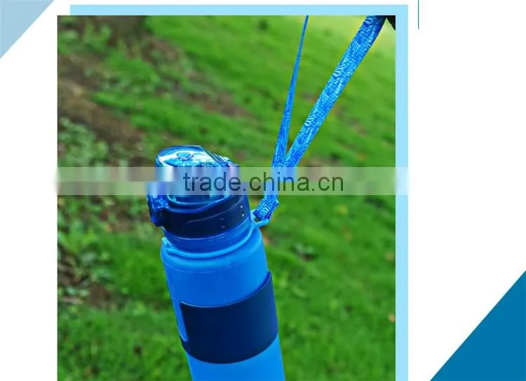 2016 Top Selling Items Outdoor Food Grade BPA Free Portable Flodable Silicone Collapsible water bottle