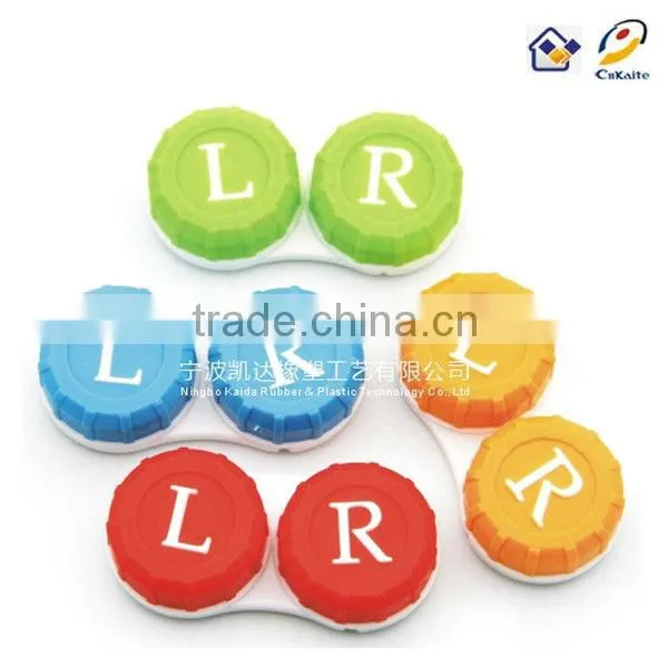 "L"and "R" colorful contact lens pp case with tweezers