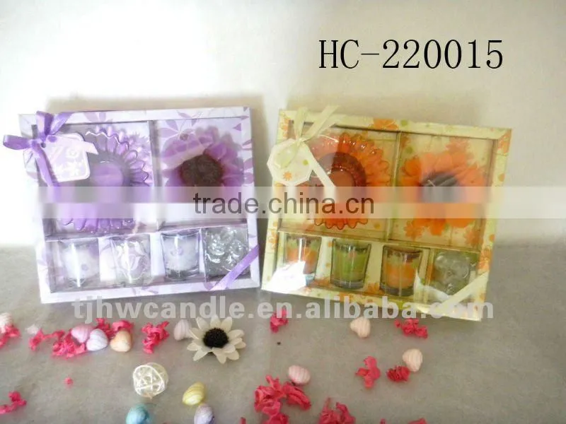 floating flowers candle with candle holder gift set
