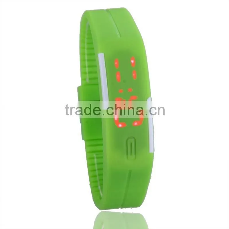Fashion rectangle Bracelet boys girls Touch LED Watch Sport digital sports watchs unisex jelly candy rubber silicone wristband