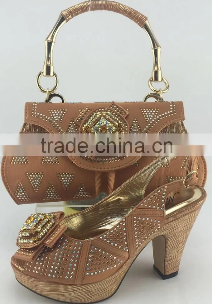 Wonderful fashion design women shoes and bag in different color matching for party ME3317