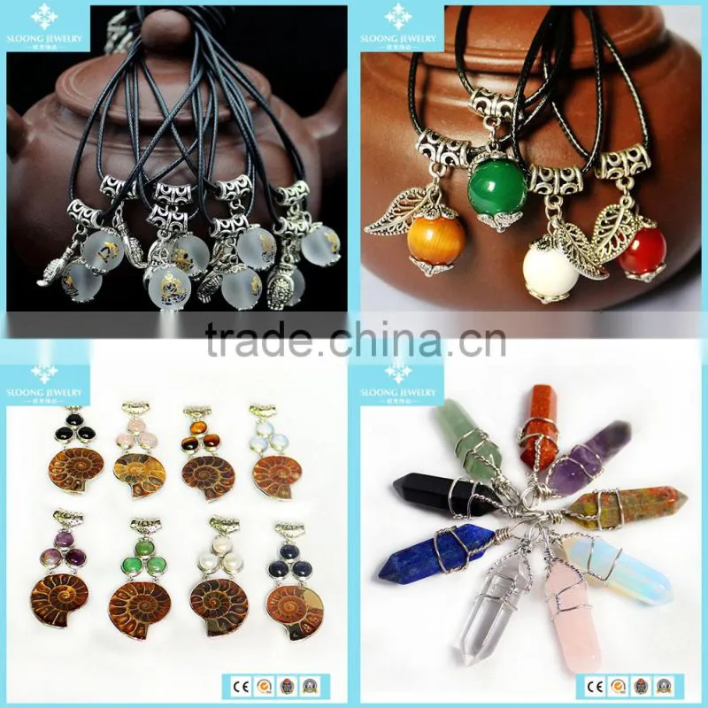 Natural Crystal Agate Druzy Beads with Silver Leaf Pendant Jewellery 2015