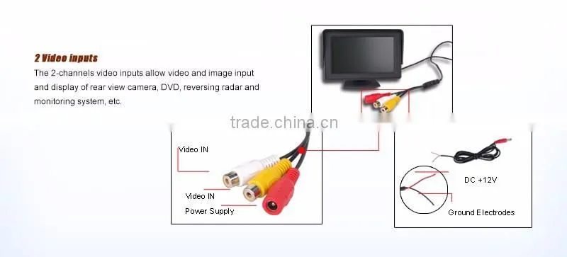 Factory price wall mount desktop 4.3inch 16:9 car headrest monitor with AV inputs
