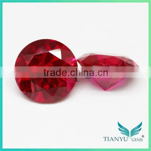 Best price 12mm round brilliant cut 5# synthetic corundum dove blood lab created ruby diamond