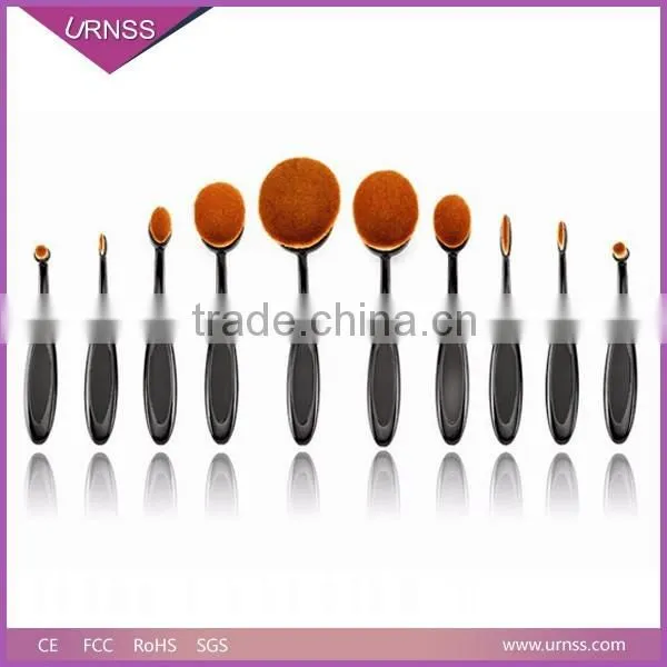 2016 Professional 10pcs Oval Toothbrush Makeup Brushes Set With Package