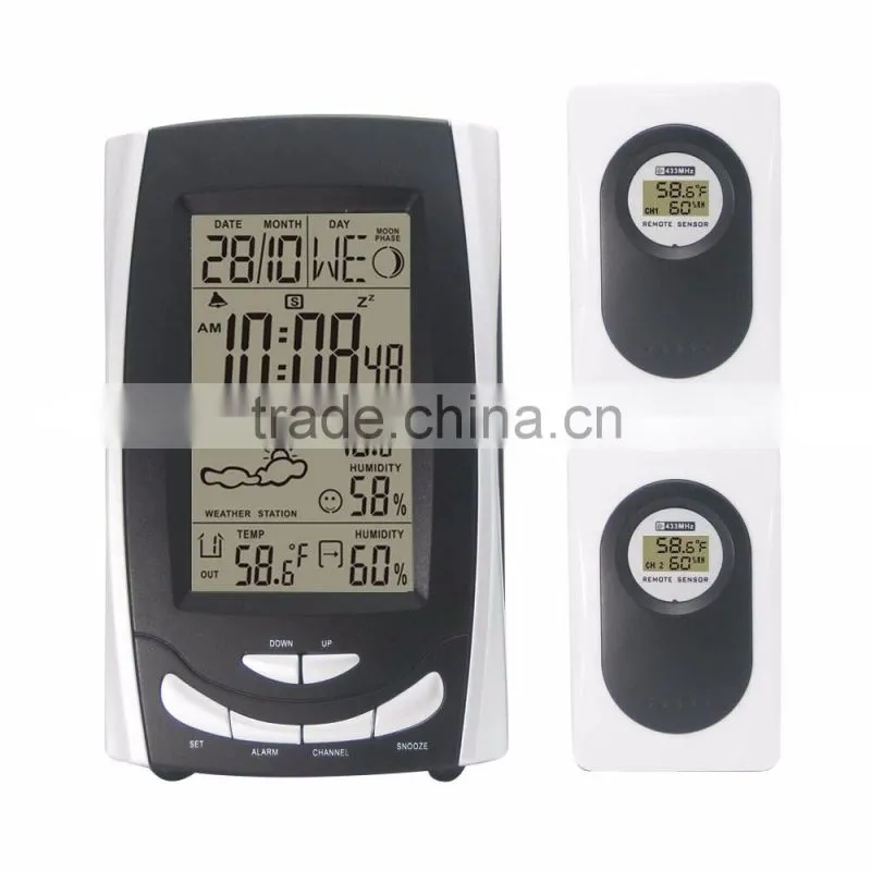 Digital RCC Wifi Auto Weather Station Hygrometer,433 MHz Wireless RF RCC Weather Station Clock Thermometer