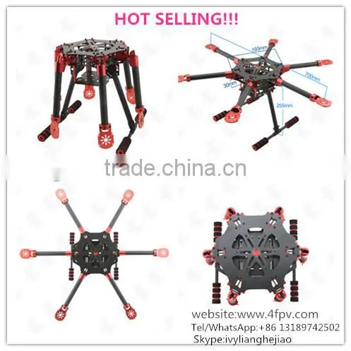 700mm 3K Carbon Fiber Self-lock Umbrella Folding-arm Hexacopter Frame Kit with Landing Gear for RC Multicopter FPV