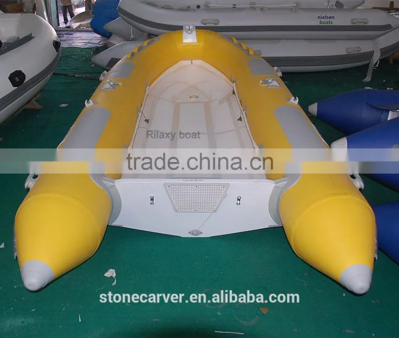 RILAXY Inshore & lake Chinese manufacturer oriented cheap small inflatable center steering console fishing boat for sale