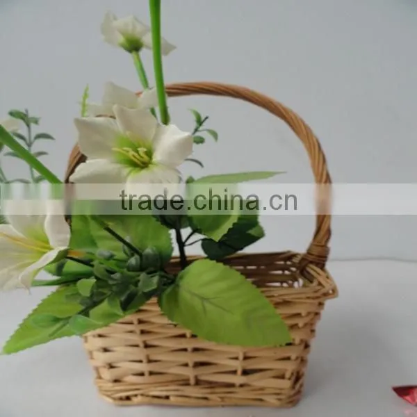 HOT 100%Handmade Natural hanging white wicker flower basket