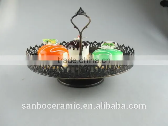 Metal wedding cake stand, mini cute iron black antique style in one tier