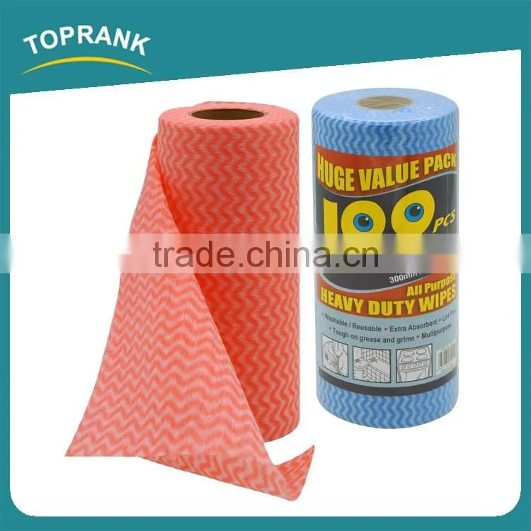 Toprank Multi-purpose Heavy Duty Cleaning Wipes Perforated Rolls Disposable Spunlace Nonwoven Fabric Kitchen Cleaning Wipe