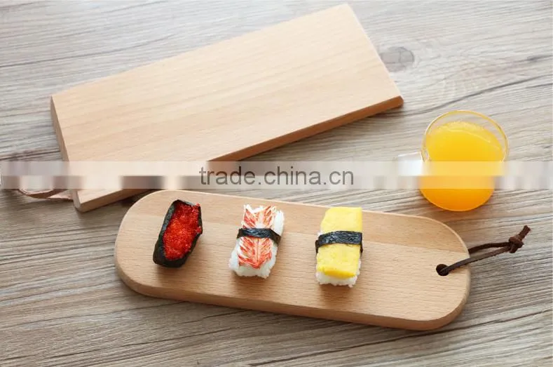 Wholesale price unfinished solid beech sushi serving tray