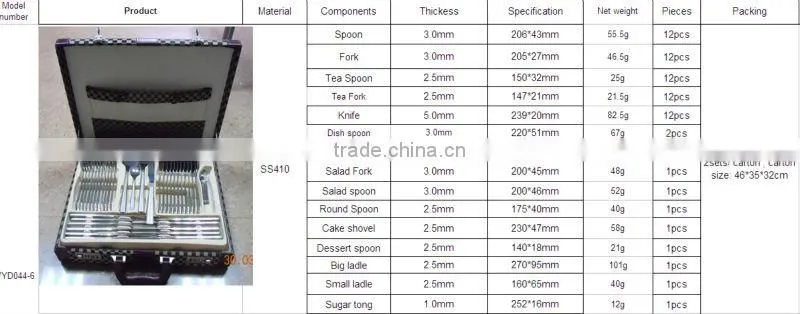 84pcs stainless steel cutlery set in wooden box made by Jieyang China