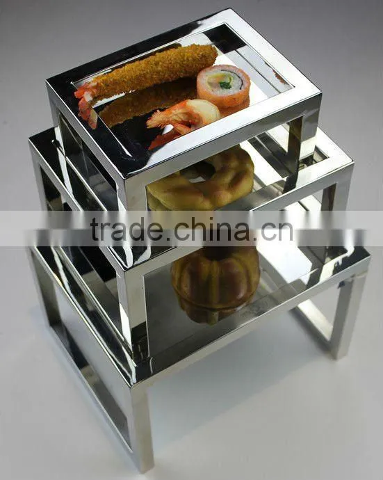 Stainless steel buffet sushi display shelf set