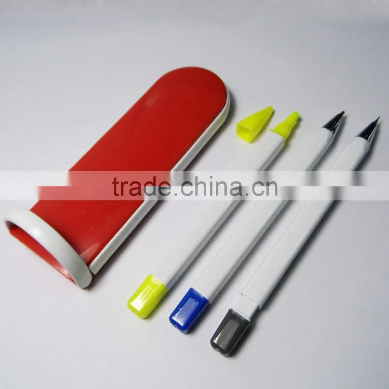 2014 promotional 3 in 1 highlighter pencil pen set