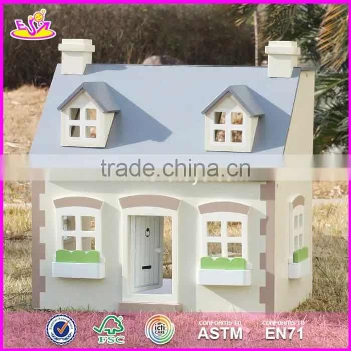 2017 New design children solid wood victorian dolls house W06A236
