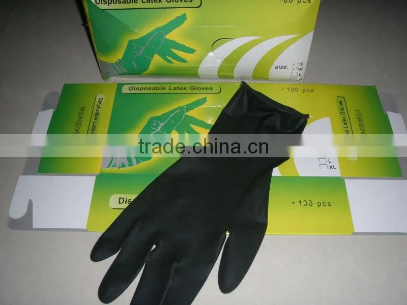 Black Latex Textured Tattoo Gloves--Powder Free