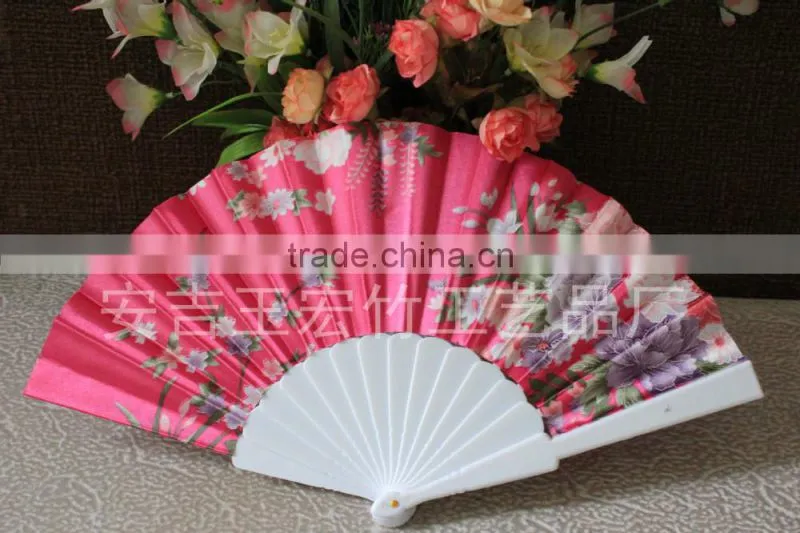 Promotional plastic hand fan with flower
