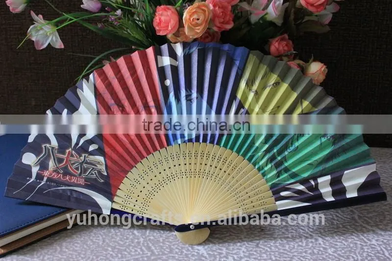 Best selling bamboo paper fan with two sides printing