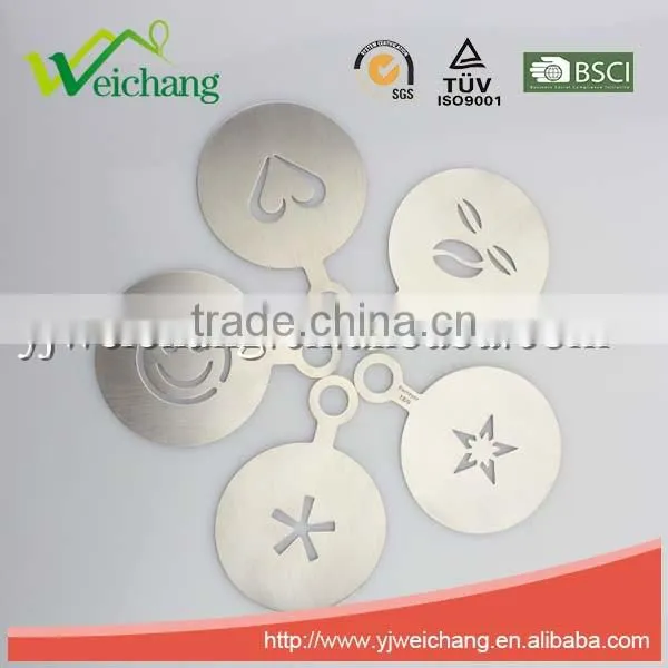 WCJ441 Durable plastic ABS Cappuccino Coffee Art Template coffee stencils Love heart star shape coffee stencil, food grade