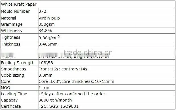 High Grade White kraft paper 350g/Craft Cardboard for Business Card