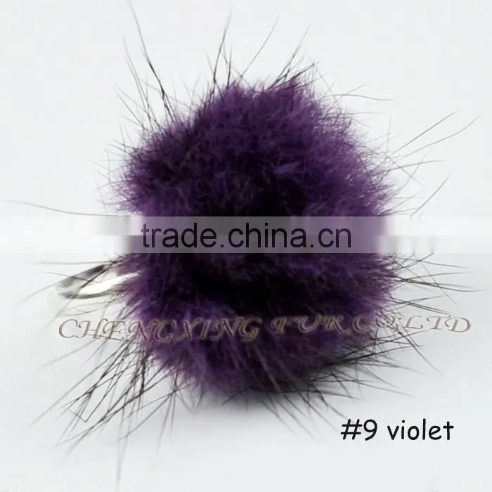 CX-A-27 Genuine Mink Fur Ball Finger Ring
