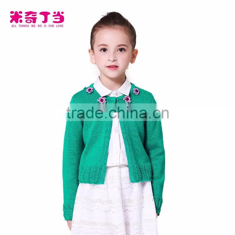 Girl fancy crocheted cardigan sweater hand knit sweater designs for kids children's clothing