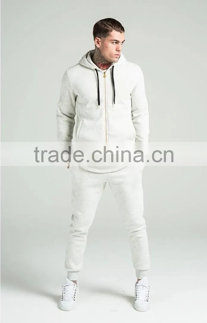 Quality cotton jersey tracksuits plain cream tracksuit zipper up tracksuit