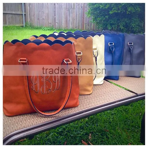 Wholesale fashion Monogrammed scalloped purse