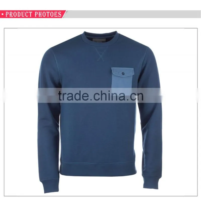Custom casualwear cotton v-shaped crewneck mens sweatshirt