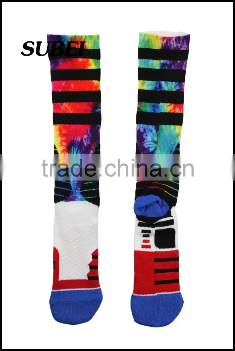 Custom knee high digital print compression sublimation stocking basketball elite socks