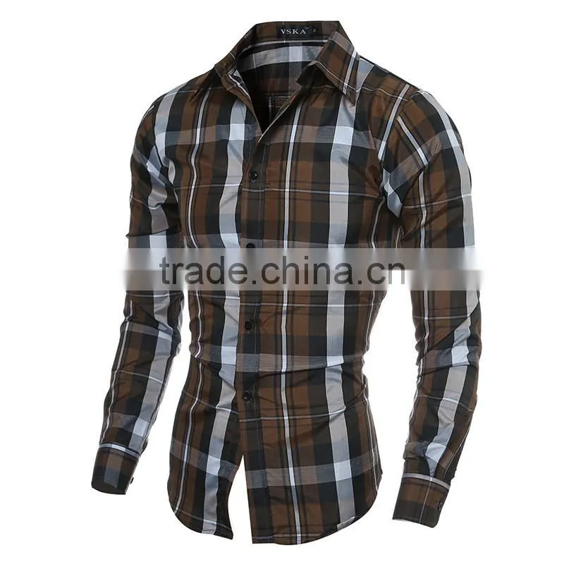 2016 Alibaba sale classic plaid pattern formal dress men shirt long sleeves for men