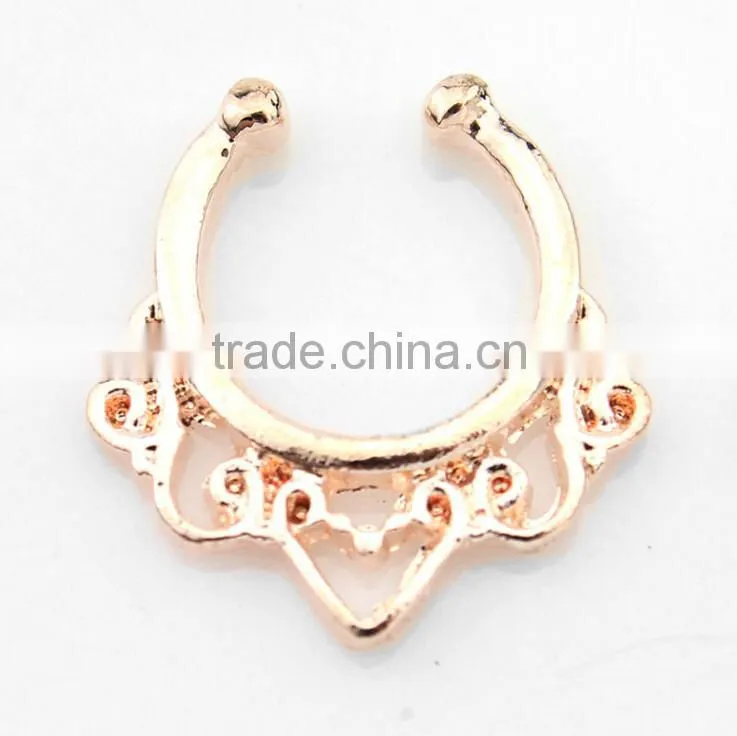 2017 Septum Clicker,Fake Septum Ring,Nose Ring Body Piercing Jewelry with Gems