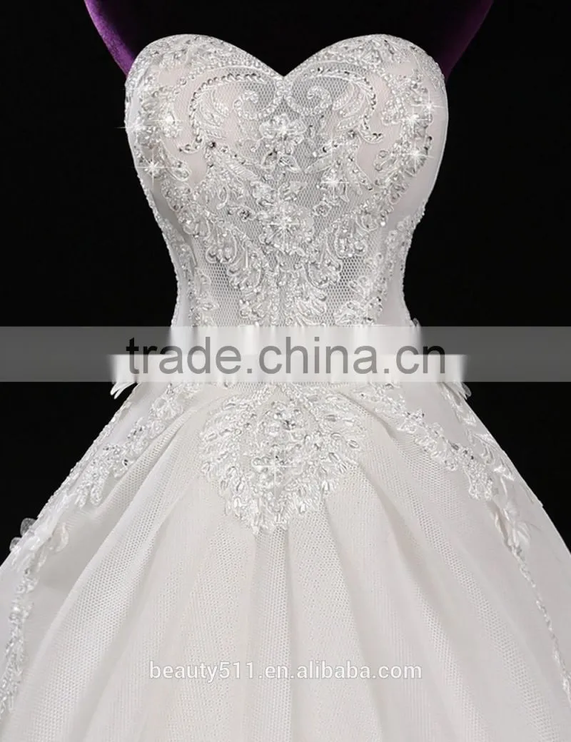 Strapless lace mermaid color wedding dress bridal for bride sleeveless sexy bridal dress F13201