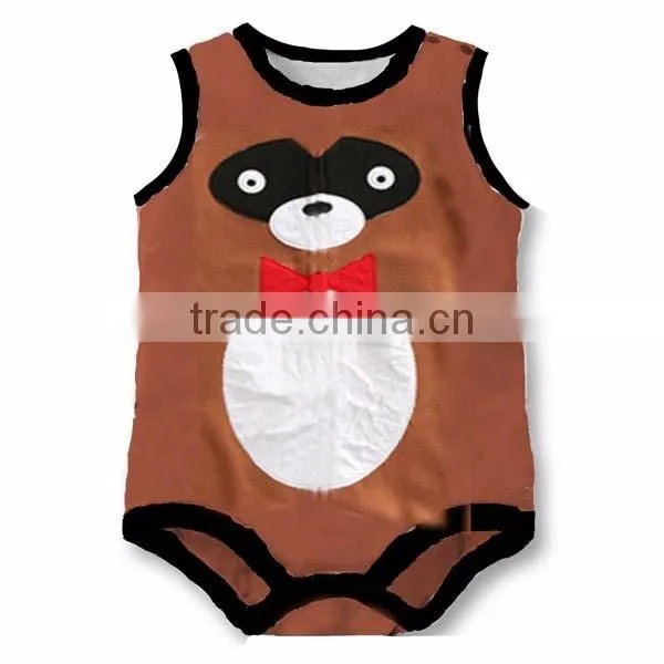 hot selling cartoon animals sleeveless cute pure cotton baby romper