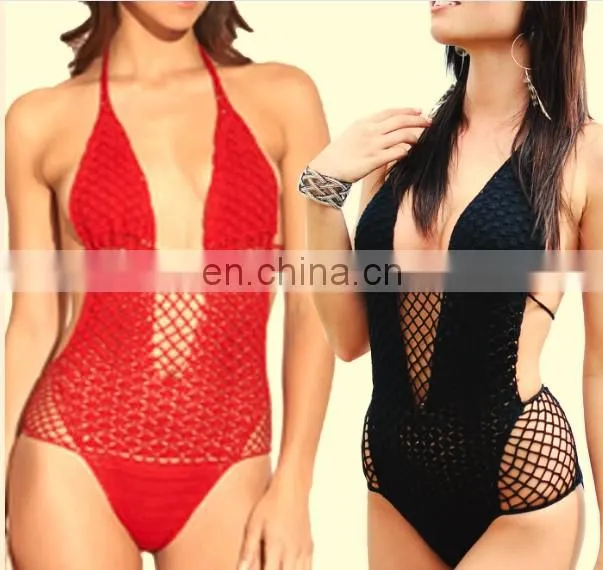 Missadola knitted one piece Crochet swimsuit