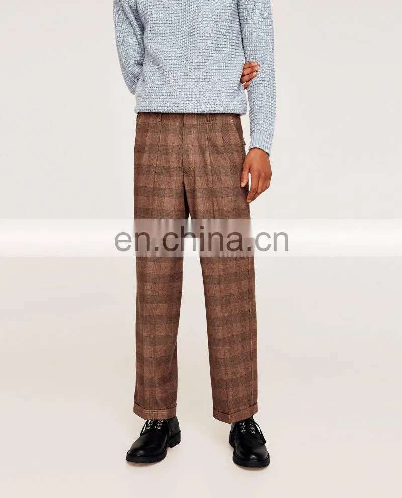 OEM Service Custom High Quality Pants Fashion Checked Mens Trousers