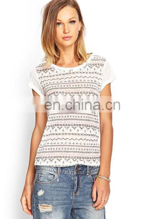 Print short sleeve casual clothing Guangzhou factory summer t shirt women