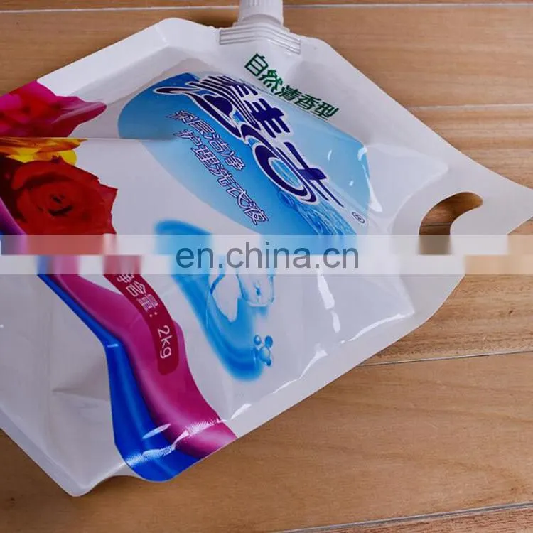 manufacture Customized Reusable Laundry Washing Liquid Packaging spout pouch bag with Top Handle